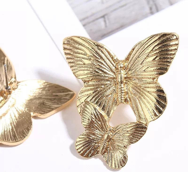 💍 Pair of Butterfly Design Earrings 🦋 | Elegant Gold Plated Jewelry ✨