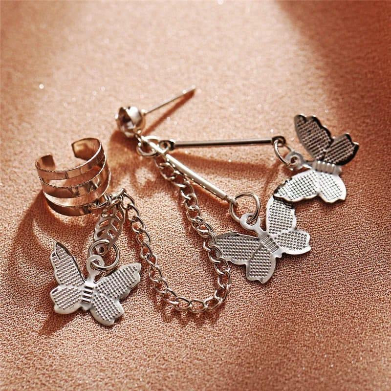 🦋 Stylish Butterfly Ear Cuffs ✨ | Hanging Design Jewelry for Girls