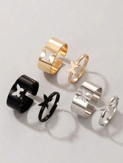 ✨ 2 Pcs Butterfly Design Rings 🦋 | Stylish Couple & Friendship Rings 💍