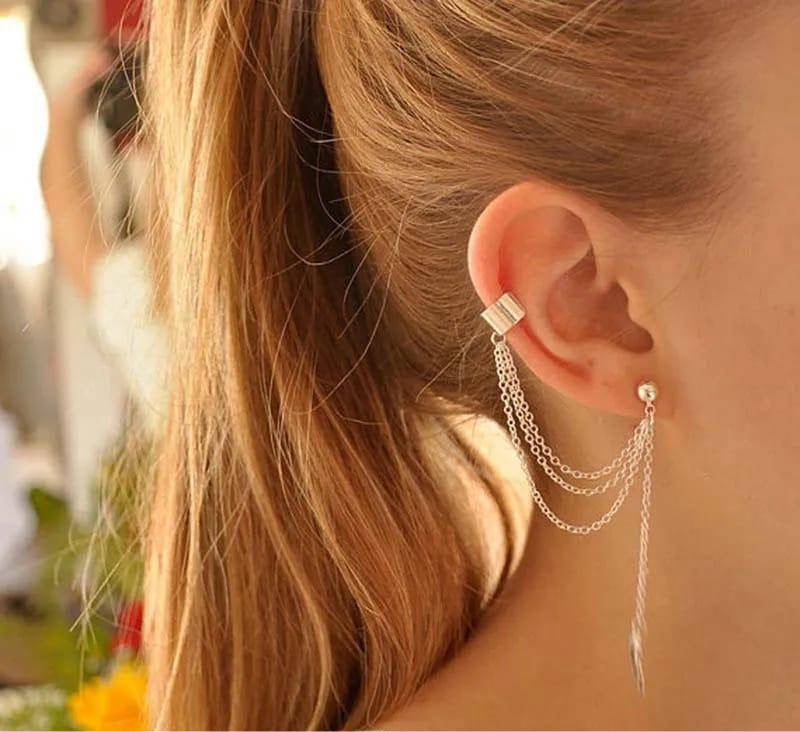 💎 2 Pcs Leaf Design Ear Clips 🍃 | Gold & Silver Plated Fashion Earrings ✨