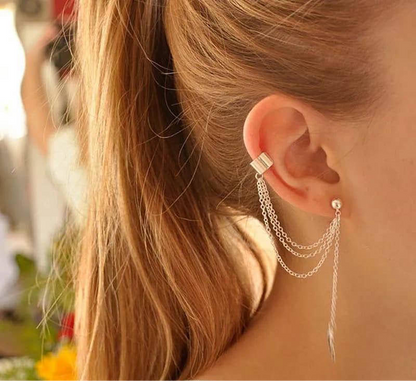 💎 2 Pcs Leaf Design Ear Clips 🍃 | Gold & Silver Plated Fashion Earrings ✨