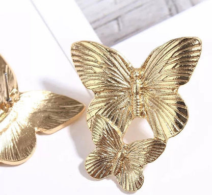 💍 Pair of Butterfly Design Earrings 🦋 | Elegant Gold Plated Jewelry ✨