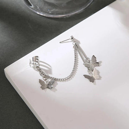 🦋 Stylish Butterfly Ear Cuffs ✨ | Hanging Design Jewelry for Girls