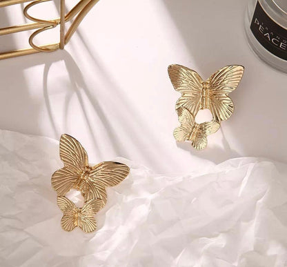 💍 Pair of Butterfly Design Earrings 🦋 | Elegant Gold Plated Jewelry ✨