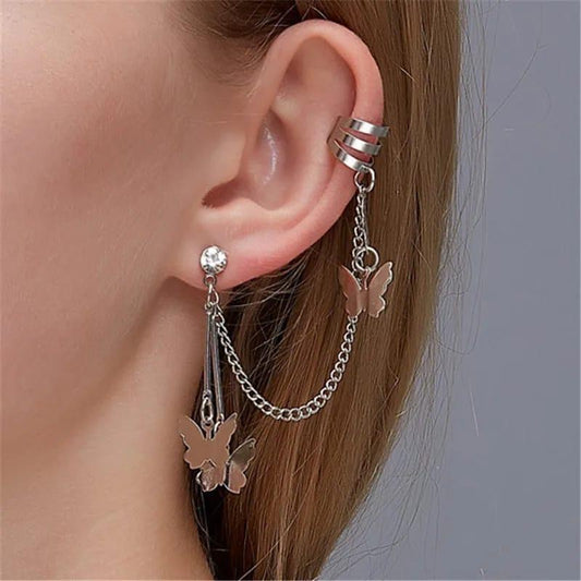 🦋 Stylish Butterfly Ear Cuffs ✨ | Hanging Design Jewelry for Girls