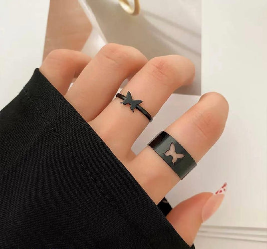✨ 2 Pcs Butterfly Design Rings 🦋 | Stylish Couple & Friendship Rings 💍