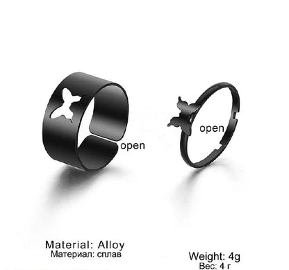 ✨ 2 Pcs Butterfly Design Rings 🦋 | Stylish Couple & Friendship Rings 💍