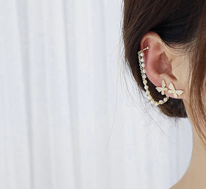 🦋 Butterfly Tassel Stud Earring ✨ | Single Ear Chain Style 💎 | Trendy Jewelry for Girls