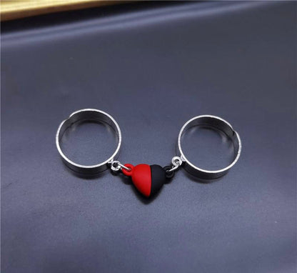 ✨ 2 Pcs Trendy Heart Magnetic Effect Rings 💕 | Couple Matching Rings 💎
