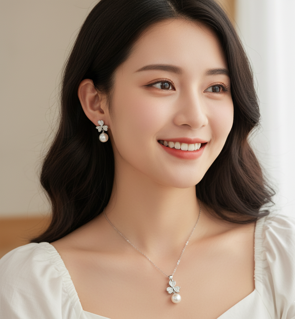 💎 Butterfly Pearl Charm Jewelry Set – Elegant Necklace & Earrings 🌟🦋